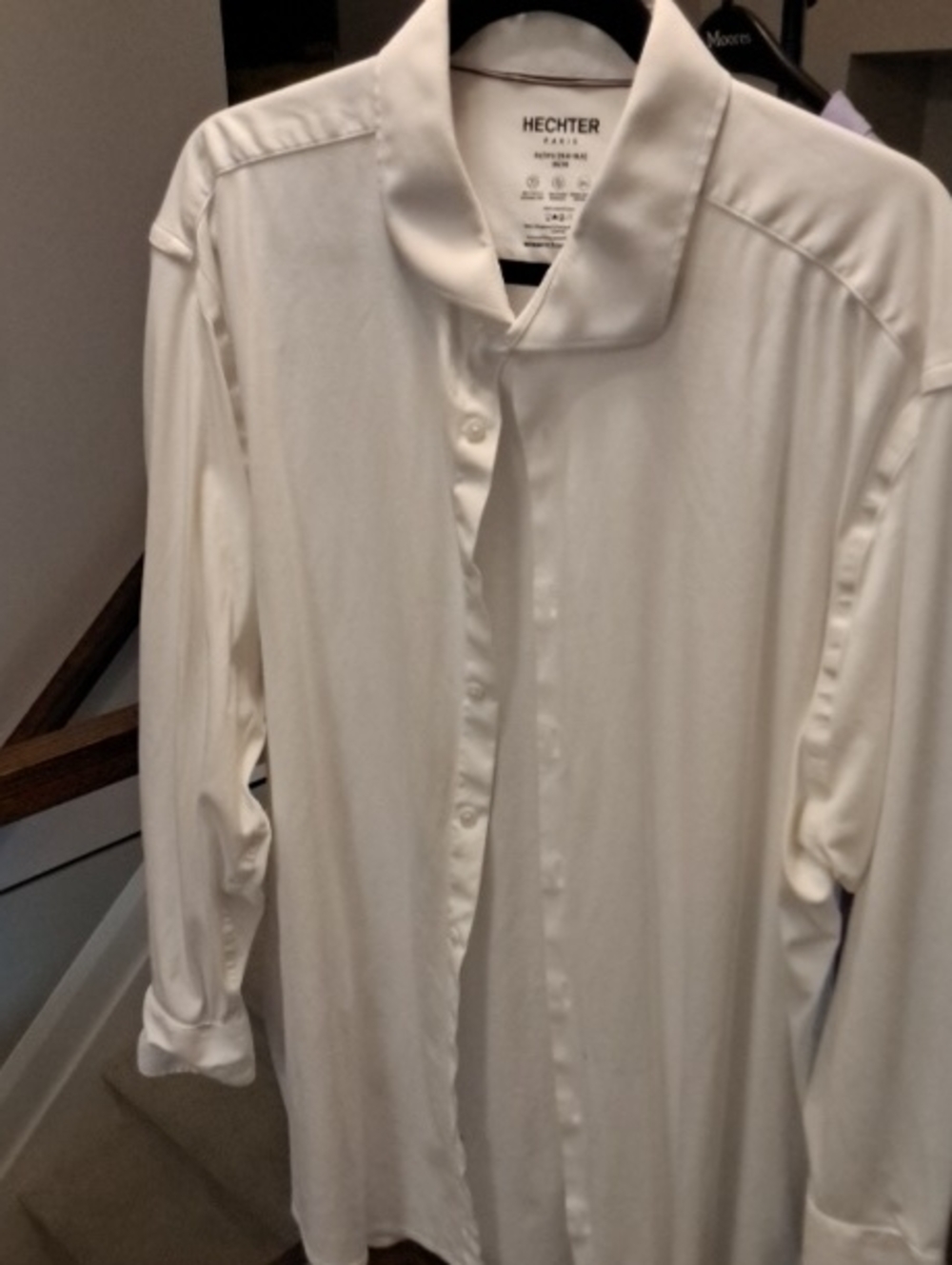 Hechter Men's Cream-White Long Sleeve Dress Shirt
